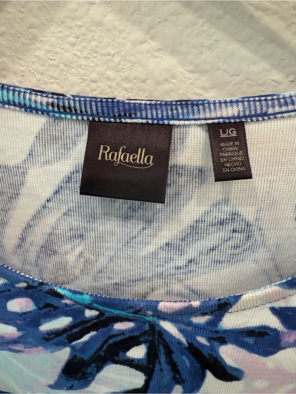 Rafaella Tropical Leaf Print Cotton Dress Large Blue Pink Casual Shift Dress - Picture 3 of 4